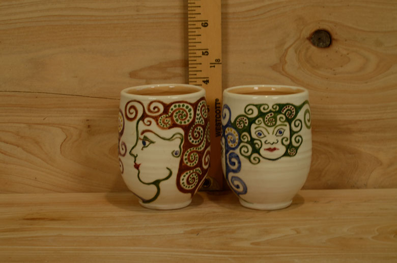Adele Decorated Juice Goblets (Faces) 1